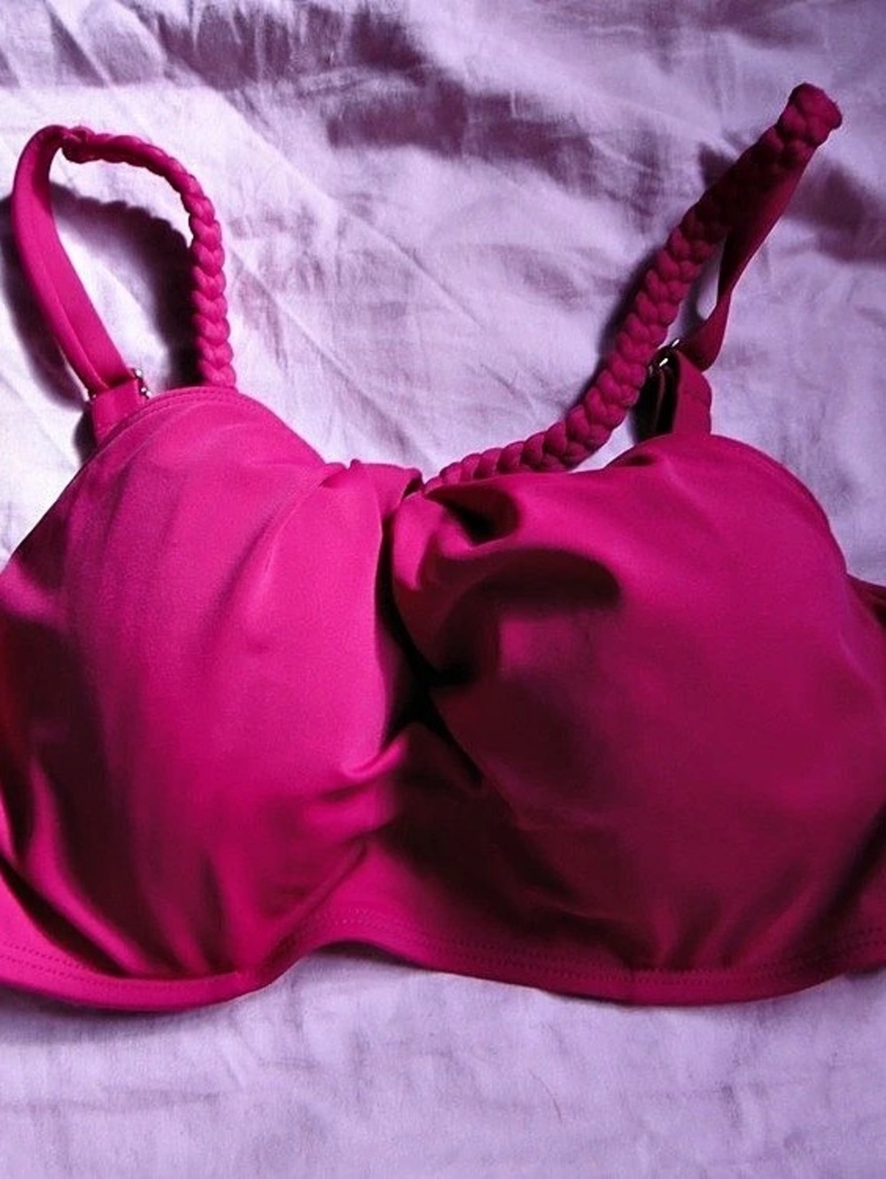 Shade Shore Braided Strap Underwire Bikini Top Pink 32B